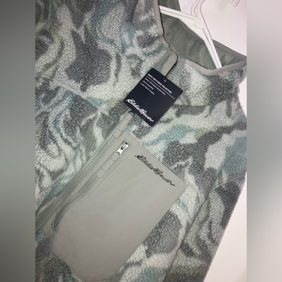 NWT Eddie Bauer All Over Print Sherpa Full Zip Fleece Lined Turtleneck - Picture 2 of 9